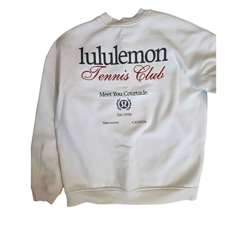 NWT Lululemon Heavyweight Fleece Pullover Tennis Club White Sweatshirt Size S - Picture 2 of 4